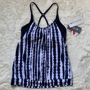 Athleta Wave Break Blousy Tankini Swim 34 B/C Blue